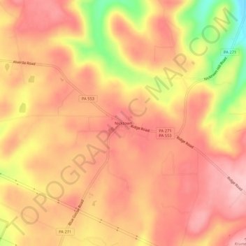 Nicktown topographic map, elevation, terrain