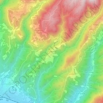 Lucignana topographic map, elevation, terrain
