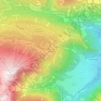 Hochkrimml topographic map, elevation, terrain