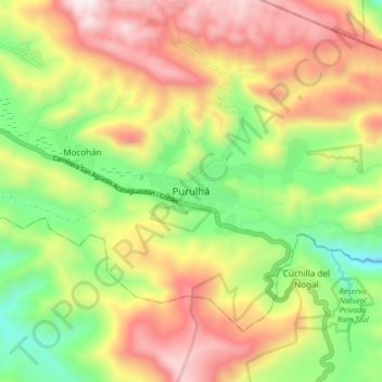 Purulhá topographic map, elevation, terrain