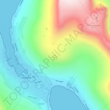 Kjølur topographic map, elevation, terrain