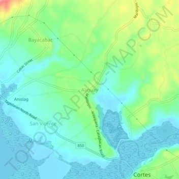 Aliguay topographic map, elevation, terrain