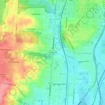 Park Place topographic map, elevation, terrain