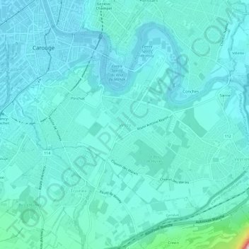 Vessy topographic map, elevation, terrain