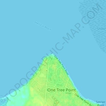 One Tree Point topographic map, elevation, terrain