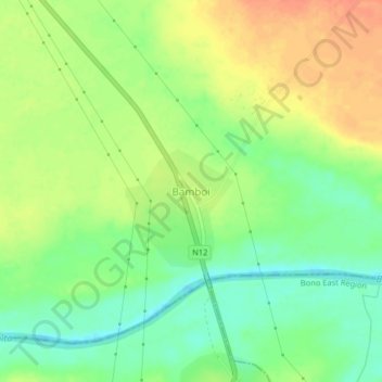 Bamboi topographic map, elevation, terrain