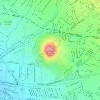 Cerro de Amalucan topographic map, elevation, terrain