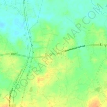 Wilaththawa topographic map, elevation, terrain
