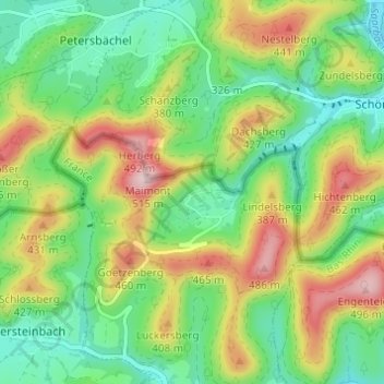 Wengelsbach topographic map, elevation, terrain