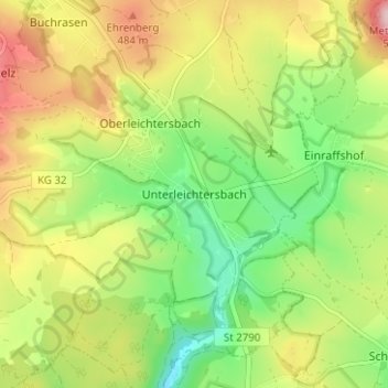Unterleichtersbach topographic map, elevation, terrain