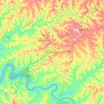 Concórdia topographic map, elevation, terrain