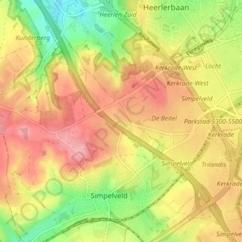 Hondsrug topographic map, elevation, terrain