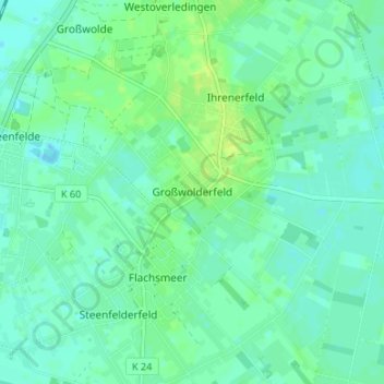 Großwolderfeld topographic map, elevation, terrain