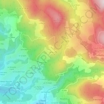 Genasse topographic map, elevation, terrain