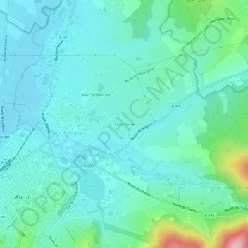 Saint-Pierre topographic map, elevation, terrain