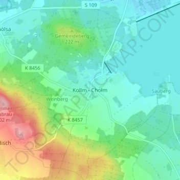 Kollm - Chołm topographic map, elevation, terrain