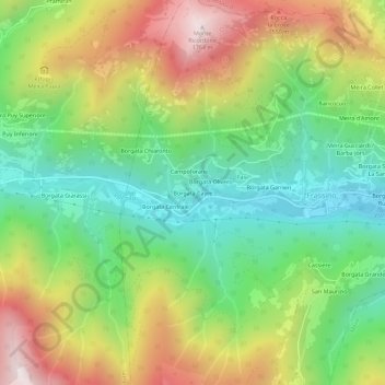 Borgata Cayre topographic map, elevation, terrain