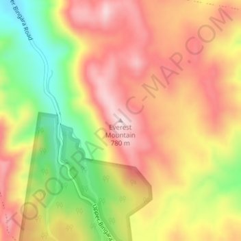 Everest Mountain topographic map, elevation, terrain