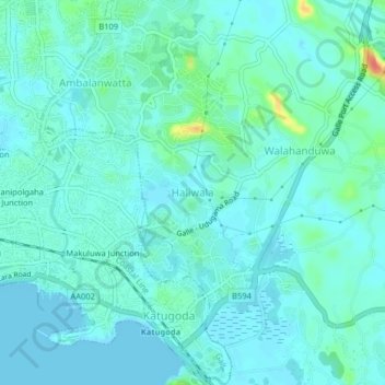 Haliwala topographic map, elevation, terrain