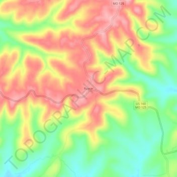 Rueter topographic map, elevation, terrain