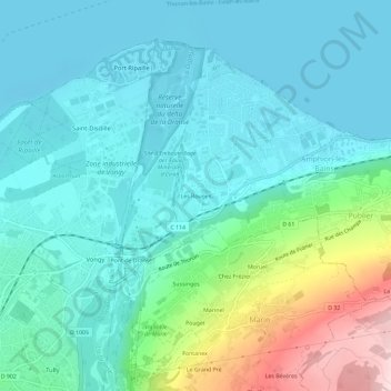 Les Rouges topographic map, elevation, terrain