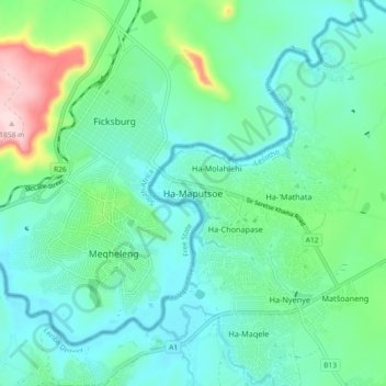 Ha-Maputsoe topographic map, elevation, terrain