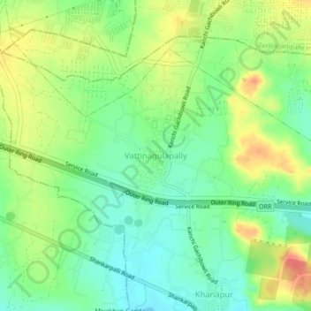 Vattinagulapally topographic map, elevation, terrain