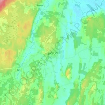 Fjugesta topographic map, elevation, terrain