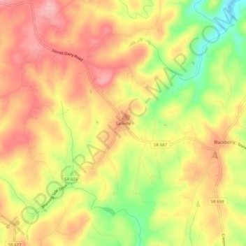 Sanville topographic map, elevation, terrain