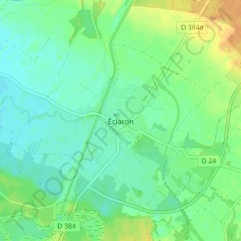Éclaron topographic map, elevation, terrain