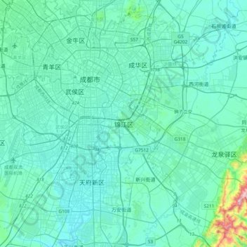 锦江区 topographic map, elevation, terrain