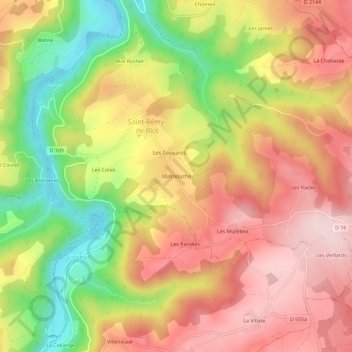 Malmouche topographic map, elevation, terrain
