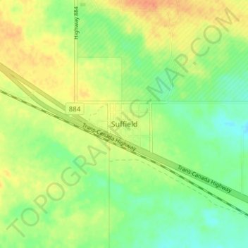 Suffield topographic map, elevation, terrain