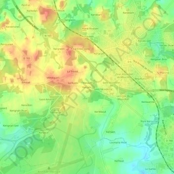 Kersalic topographic map, elevation, terrain