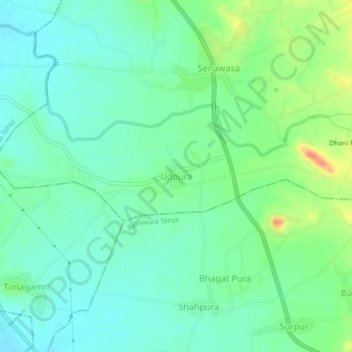 Udpura topographic map, elevation, terrain