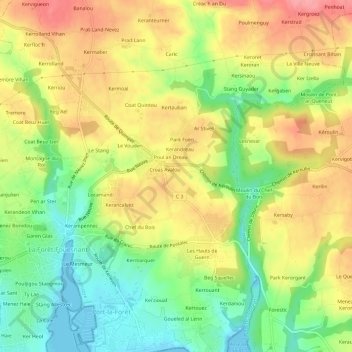 Kerampicard topographic map, elevation, terrain