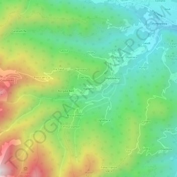 Roccette topographic map, elevation, terrain