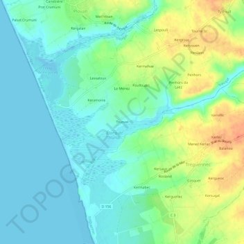 Trunvel topographic map, elevation, terrain