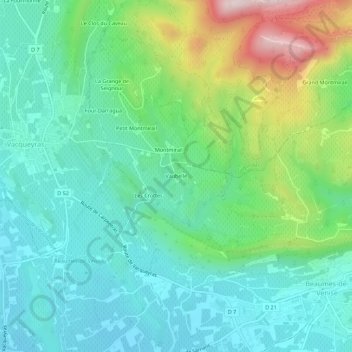 Vaubelle topographic map, elevation, terrain
