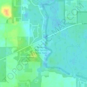Madison Blue Spring topographic map, elevation, terrain