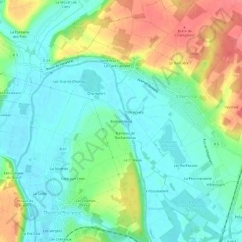 Rochambeau topographic map, elevation, terrain