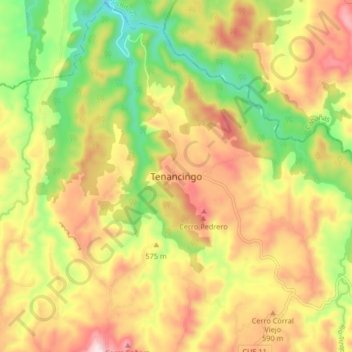 Tenancingo topographic map, elevation, terrain