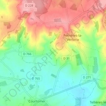 Boivin topographic map, elevation, terrain
