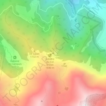 1694 topographic map, elevation, terrain