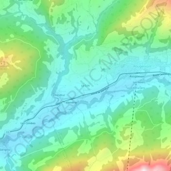 Le Crêt topographic map, elevation, terrain