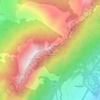 Pic de Charance topographic map, elevation, terrain