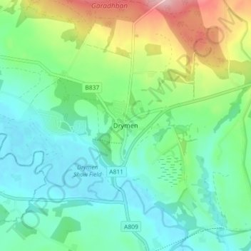 Drymen topographic map, elevation, terrain