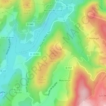 puy de Sal topographic map, elevation, terrain