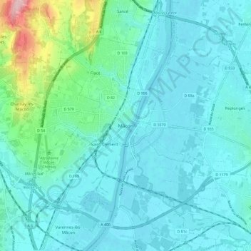 Mâcon topographic map, elevation, terrain