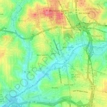 Salem topographic map, elevation, terrain